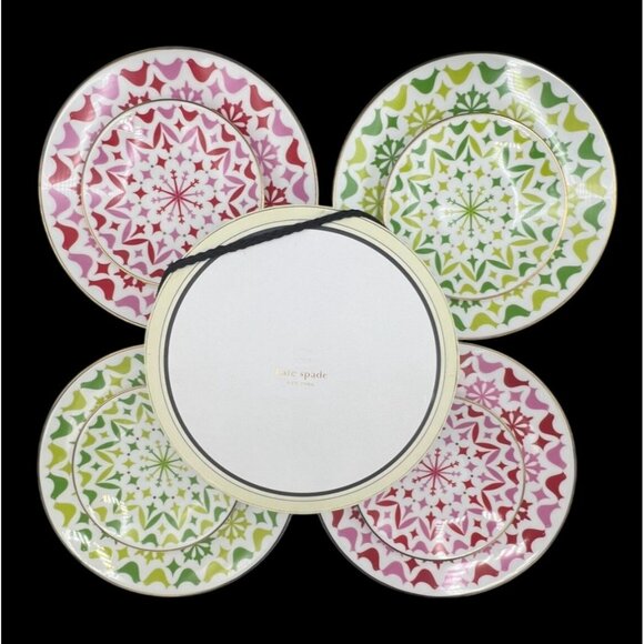 8-Piece Kate Spade NY Luncheon & Tidbit / Appetizer Plates Set Holly Heights - Picture 1 of 11